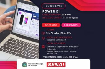 Curso Gratuito de Power BI em Parceria com o SENAI.