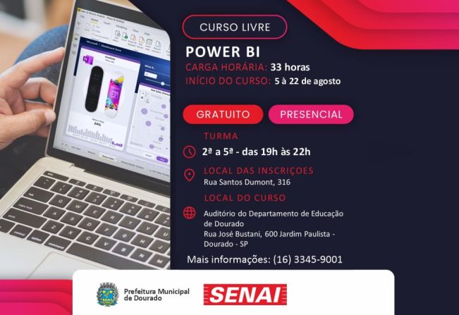 Curso Gratuito de Power BI em Parceria com o SENAI.